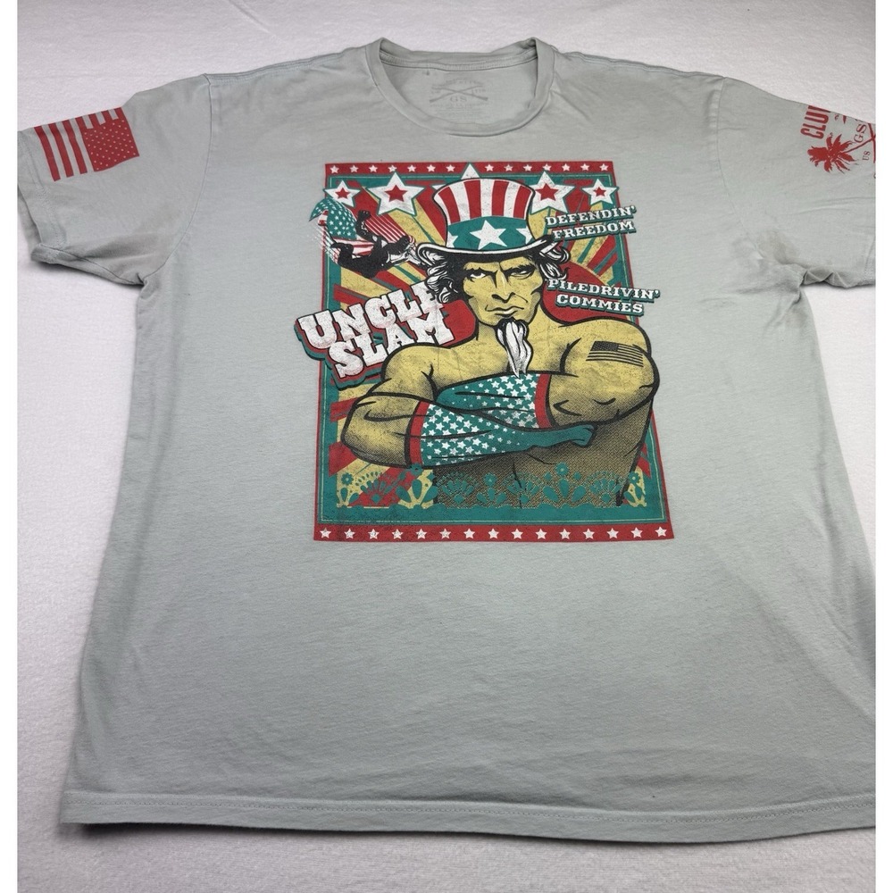 Men's Grunt Style Uncle Sam USA T-Shirt Tee Large Light Blue Military Freedom‎